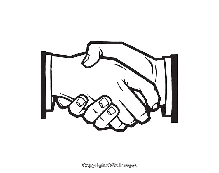 Monochrome Illustration of a Traditional Handshake Symbolizing Agreement and Partnership