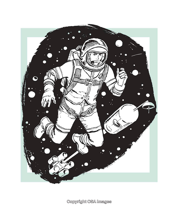 Dynamic Illustration of Astronaut Floating in a Space Environment