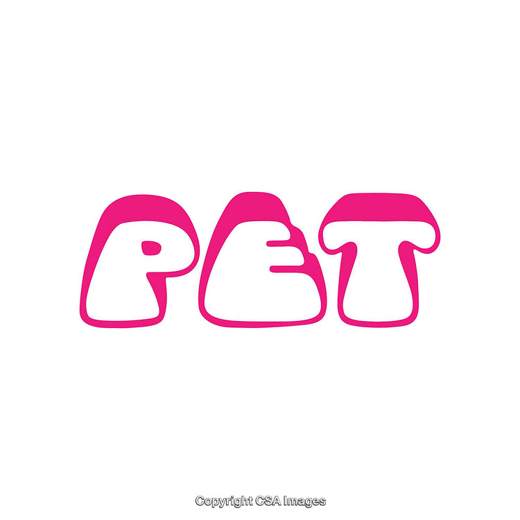 Bold Pink Bubble Lettering Displaying the Word 'PET' on White Background