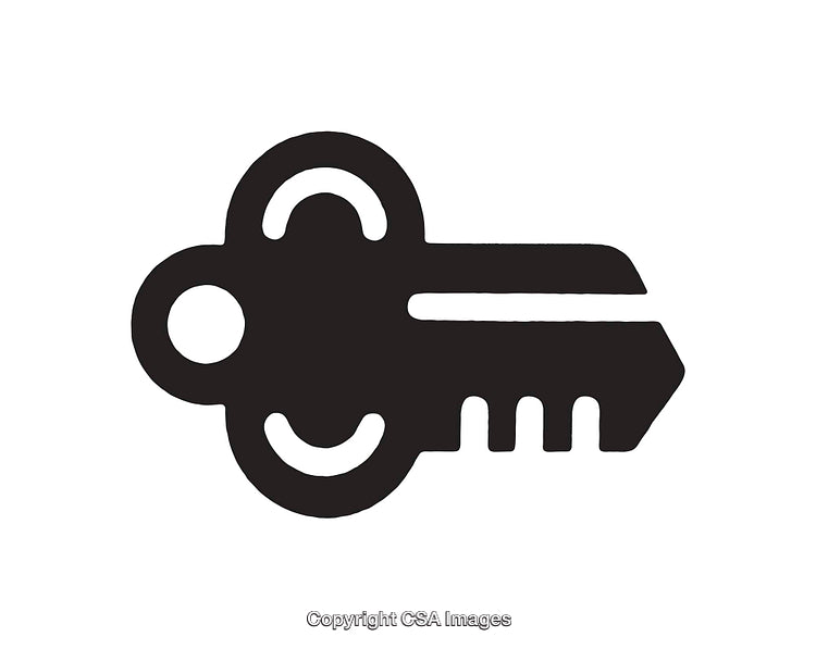 Minimalistic Black Key Icon with a Symmetrical Face Design