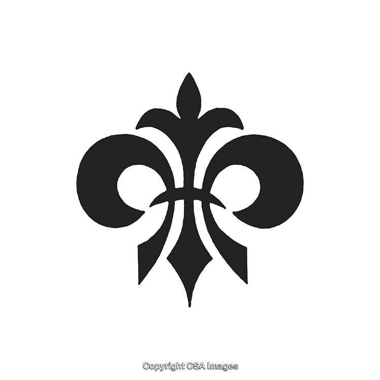 Black and White Ornamental Fleur-De-Lis Decor Design Symbol Illustration