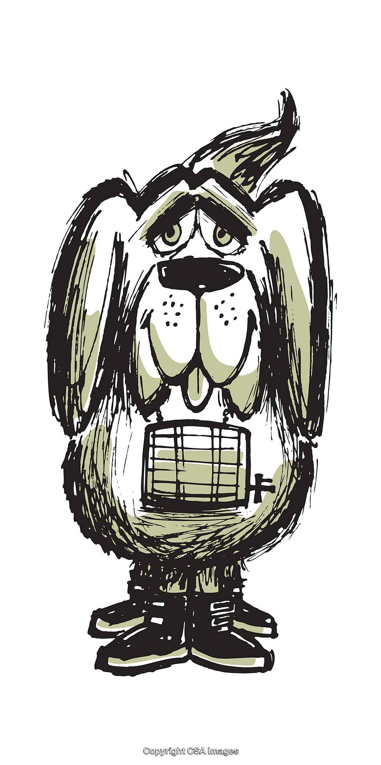 Cartoon Dog Holding an Empty Birdcage with Expressive Sad Eyes