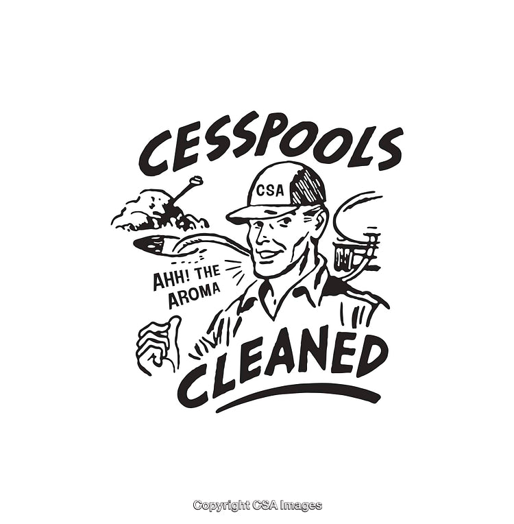Retro Line Art of Cesspool Cleaning Service with Humorous Concept