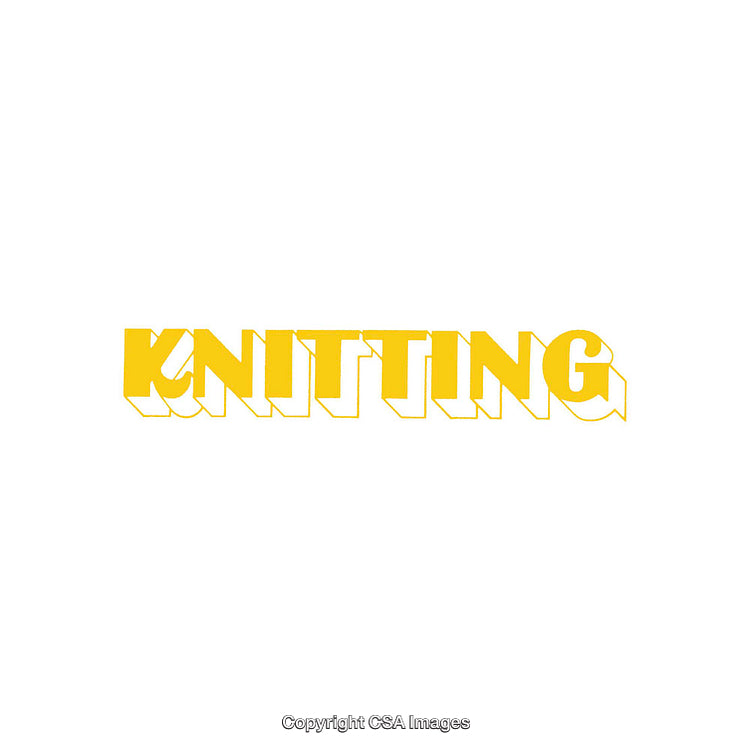 Yellow Block Text Displaying the Word 'Knitting' in Bold Letters