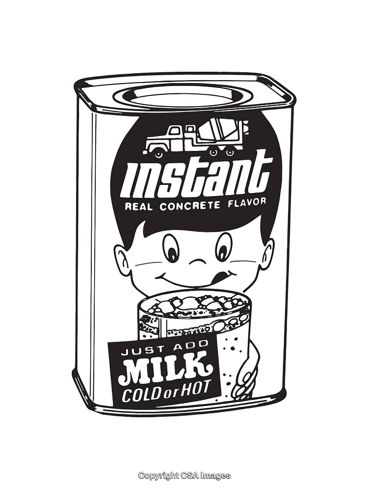 Vintage-Style Line Art Illustration of Can Label With Whimsical Design