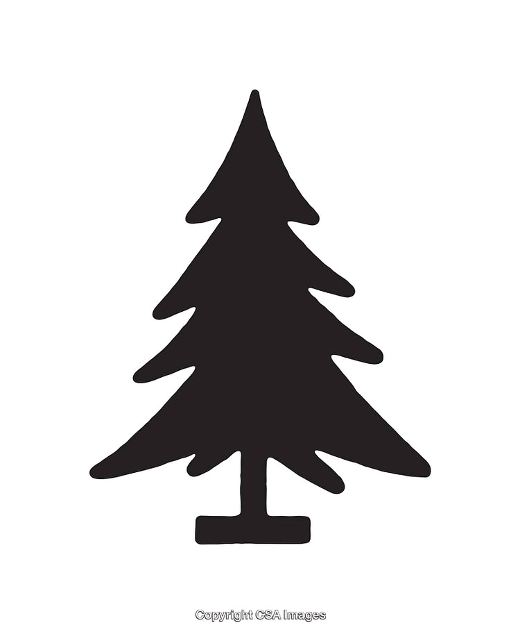 Silhouette of a Christmas Tree in Black and White