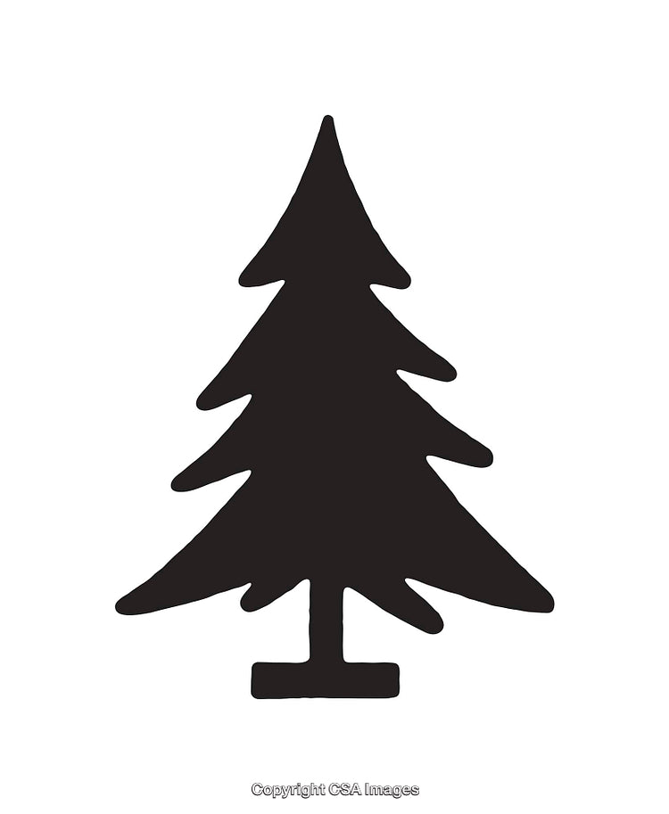 Silhouette of a Christmas Tree in Black and White