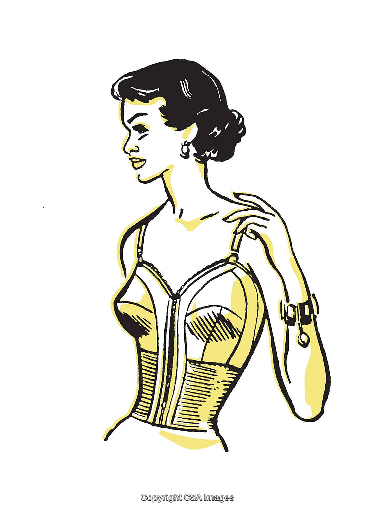 Retro Style Illustration of a Woman in Vintage Corset Fashion