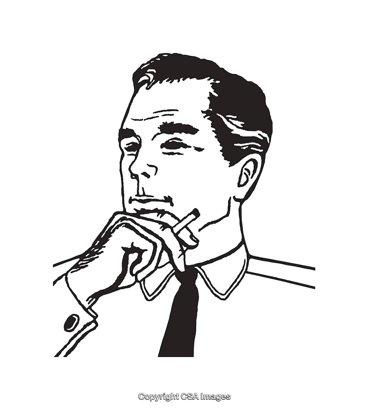 Retro-Style Black and White Portrait of a Thoughtful Man in Tie