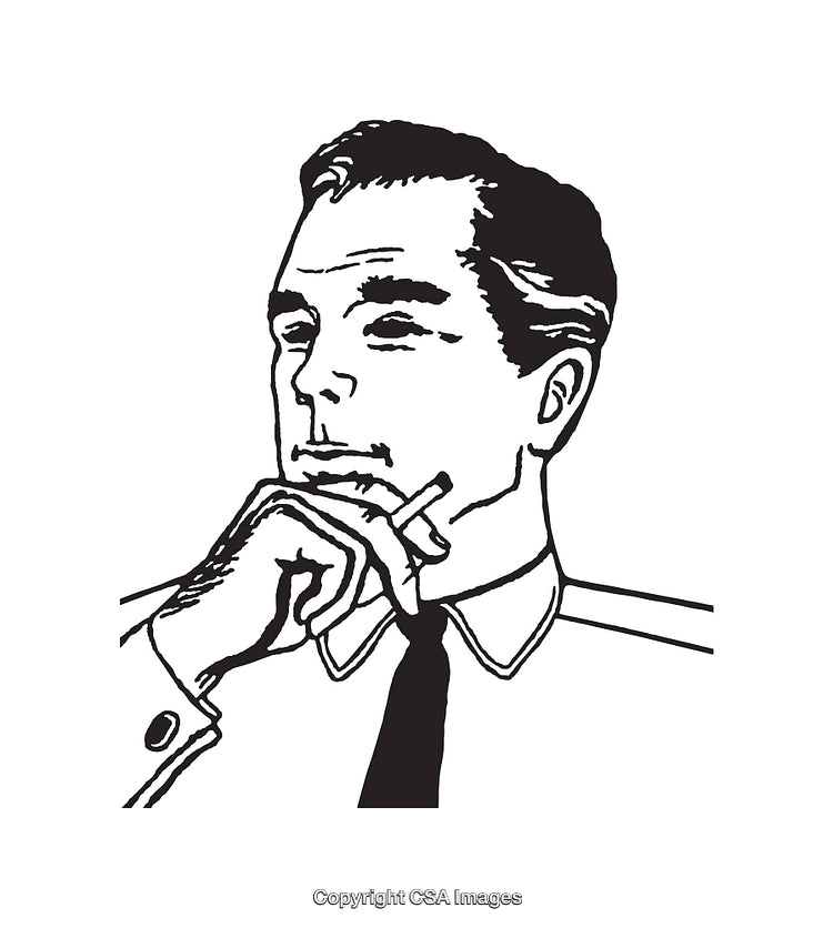 Retro-Style Black and White Portrait of a Thoughtful Man in Tie