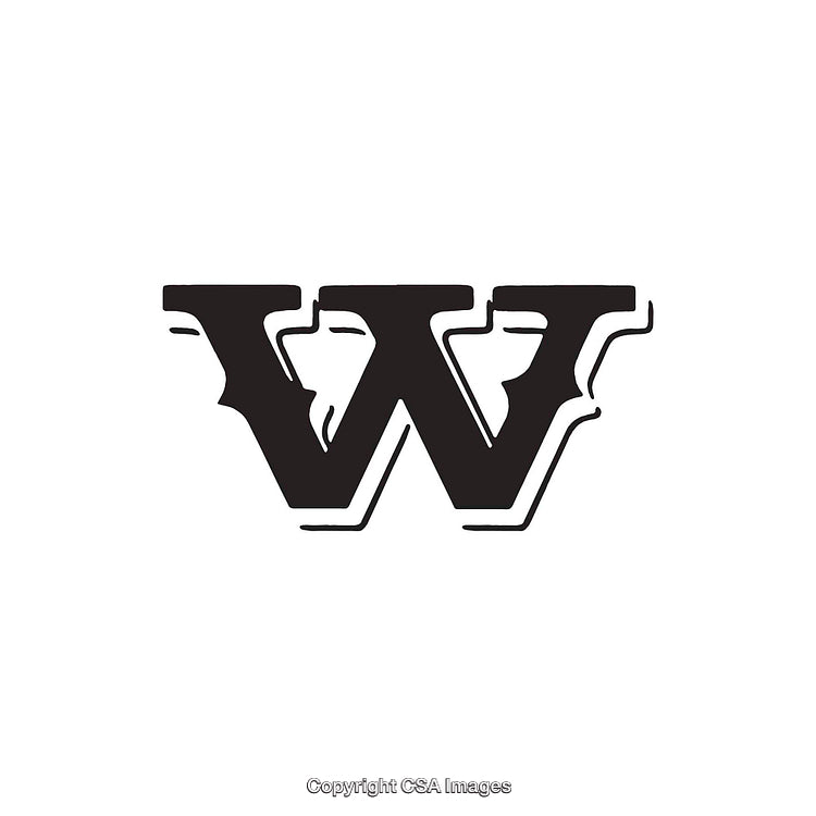 Stylized Capital Letter W With Bold Black Typography Design