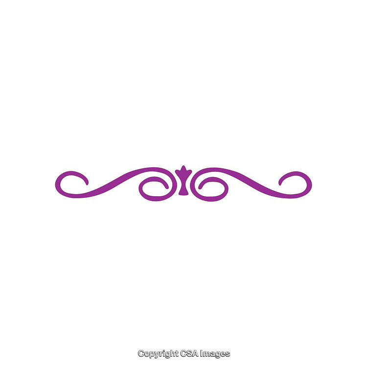 Purple Decorative Element With Swirls and Flourish Design on White