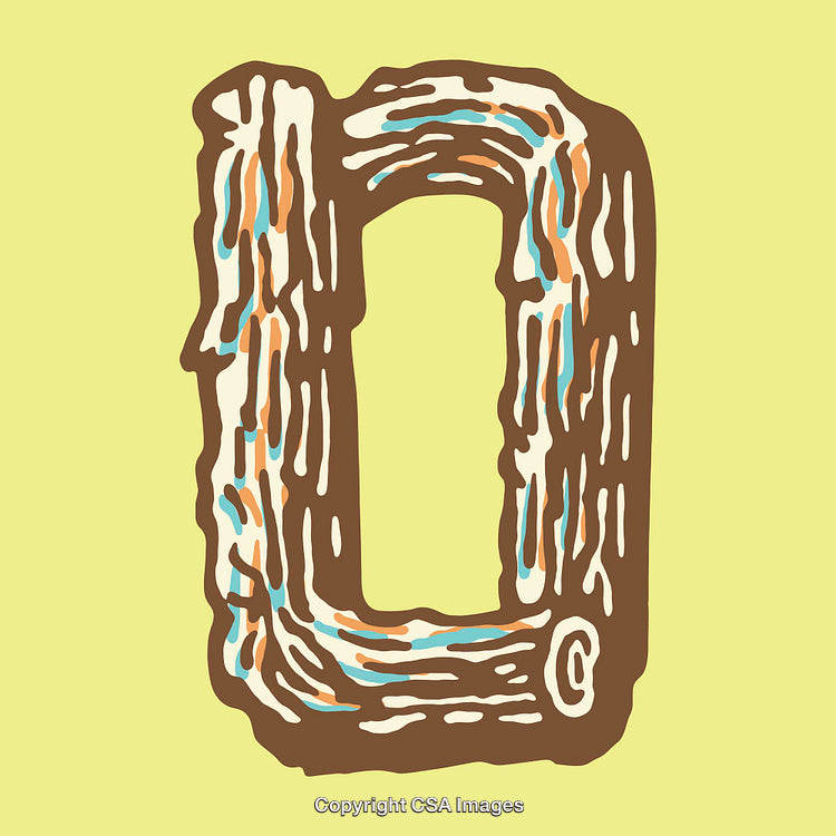 Rustic Wood-Textured Letter O on Light Yellow Background