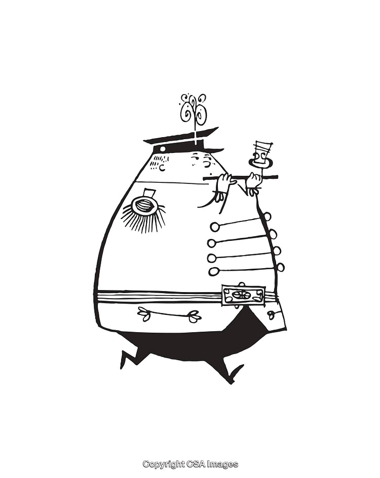 Whimsical Black and White Illustration of a Quirky Character