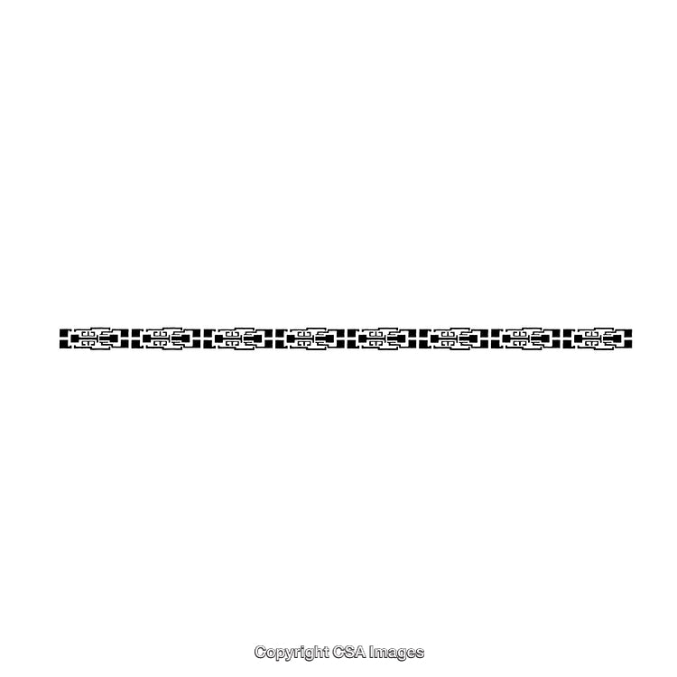 Black and White Geometric Border Design in Repeating Pattern Style