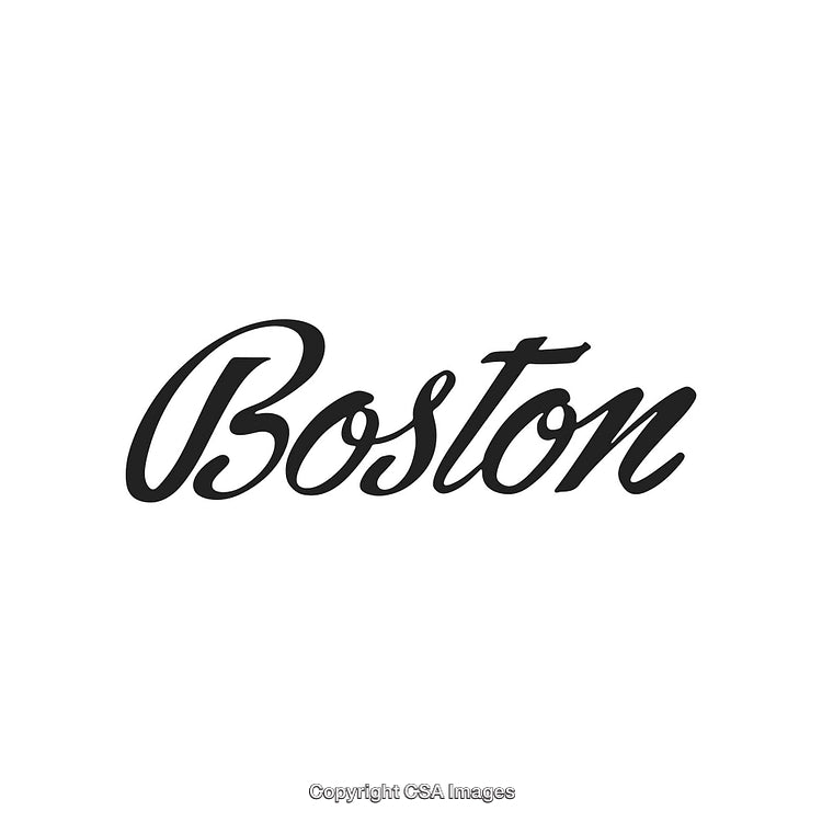 Stylish Handwritten Word Boston on White Background in Elegant Script Font