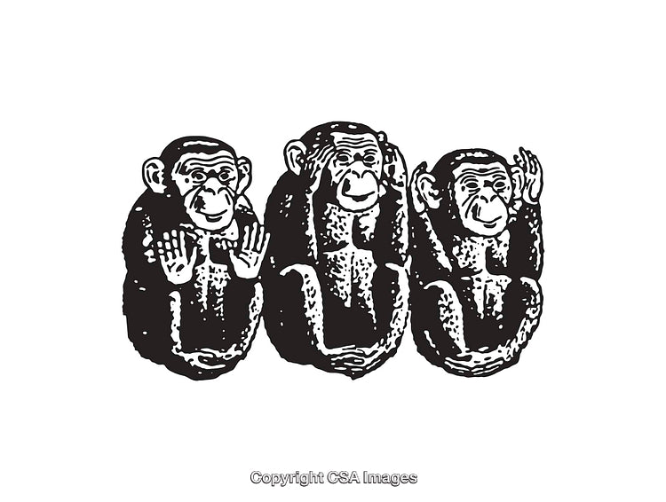 Hear No Evil, See No Evil, Speak No Evil Monkeys Illustrated