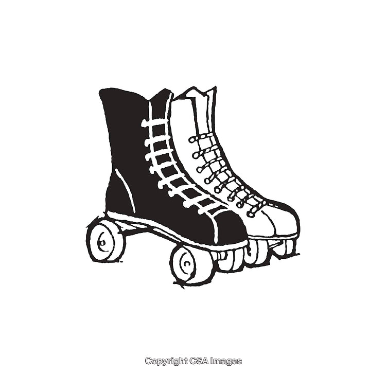 Monochrome Line Art of Classic Retro Roller Skates