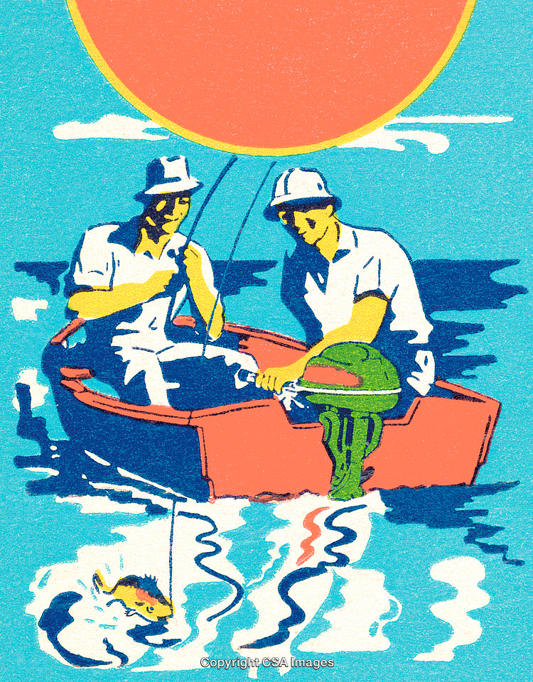 Two Fishermen Enjoying a Day of Fishing on a Sunny Afternoon