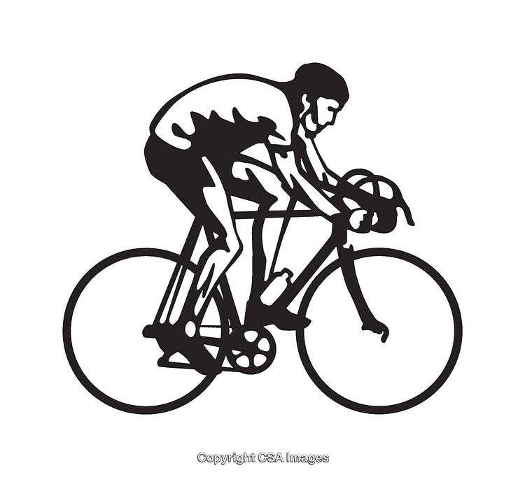 Silhouette of a Cyclist Riding a Bicycle in Line Art Style