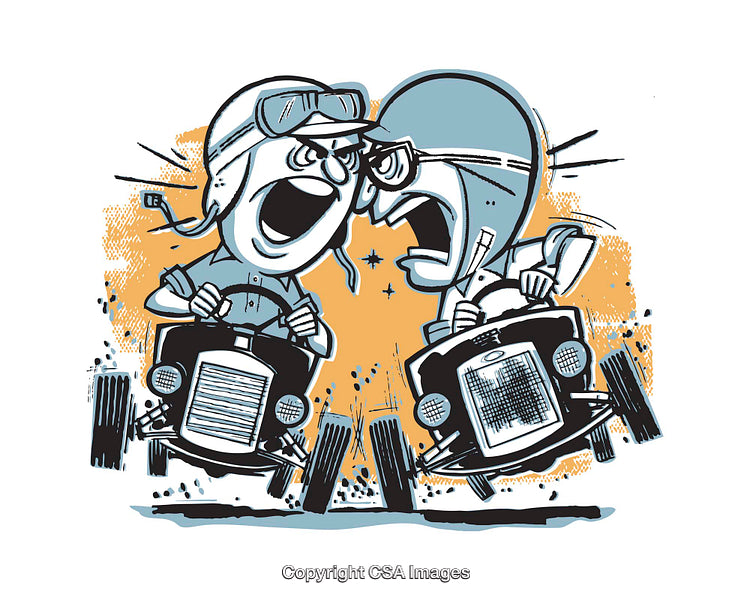 Vintage Illustration of Racing Drivers in a Humorous Cartoon Style