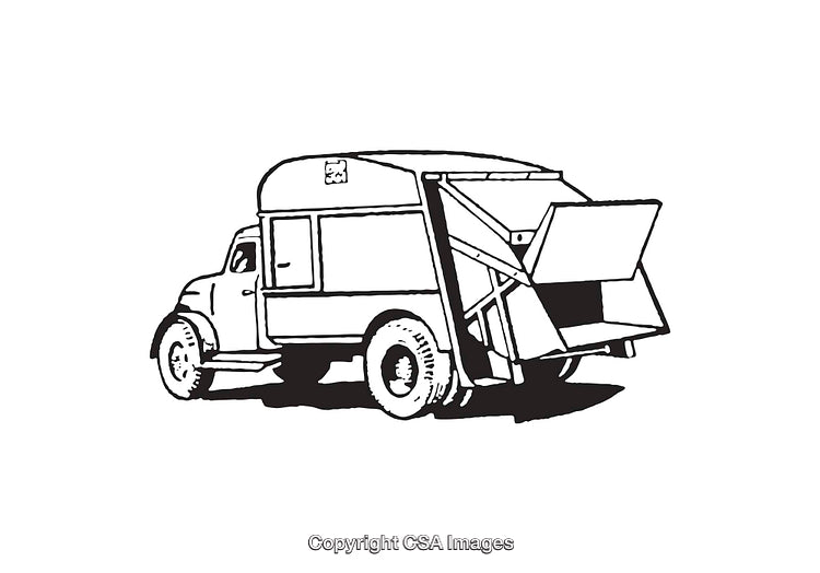 Vintage Truck Illustration Featuring Classic Design with Functional Rear Compartment
