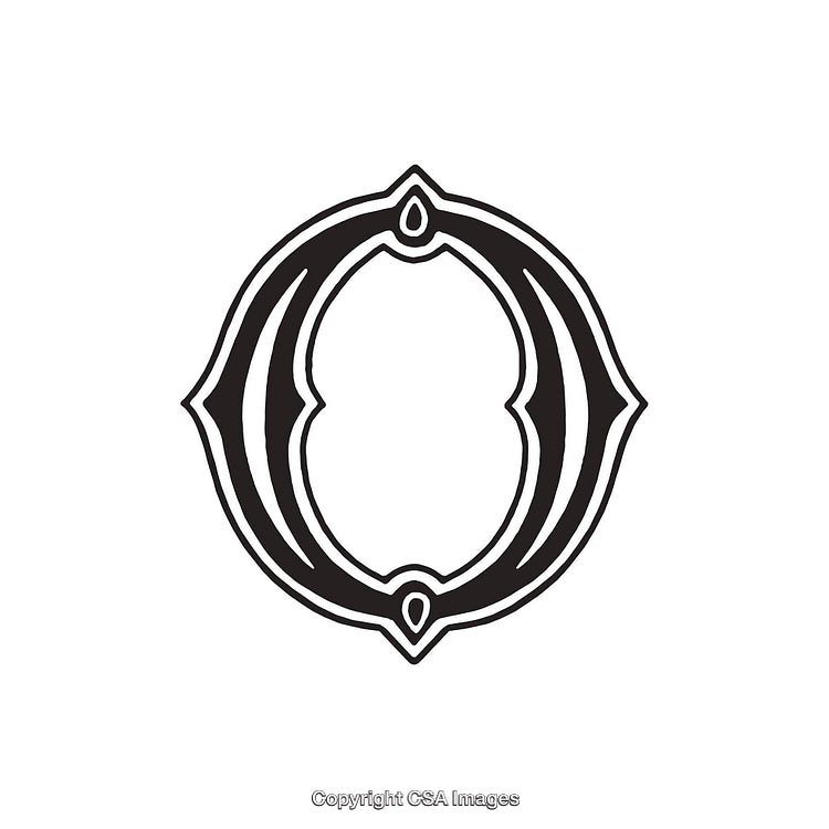 Ornamental Stylized Letter O in Decorative Black Design Style