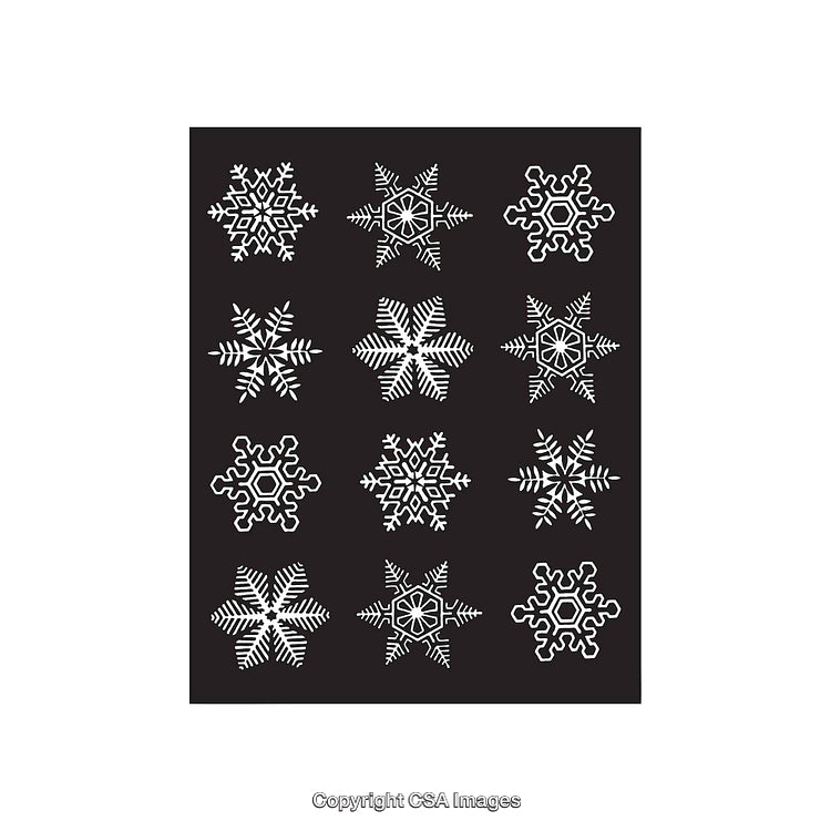 Black and White Snowflake Shapes on Dark Background