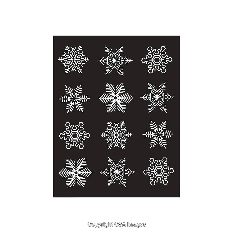 Black and White Snowflake Shapes on Dark Background