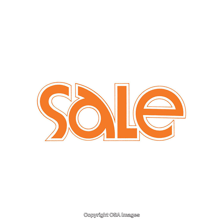 Bright Orange Sale Text on White Background Highlighting Discounts