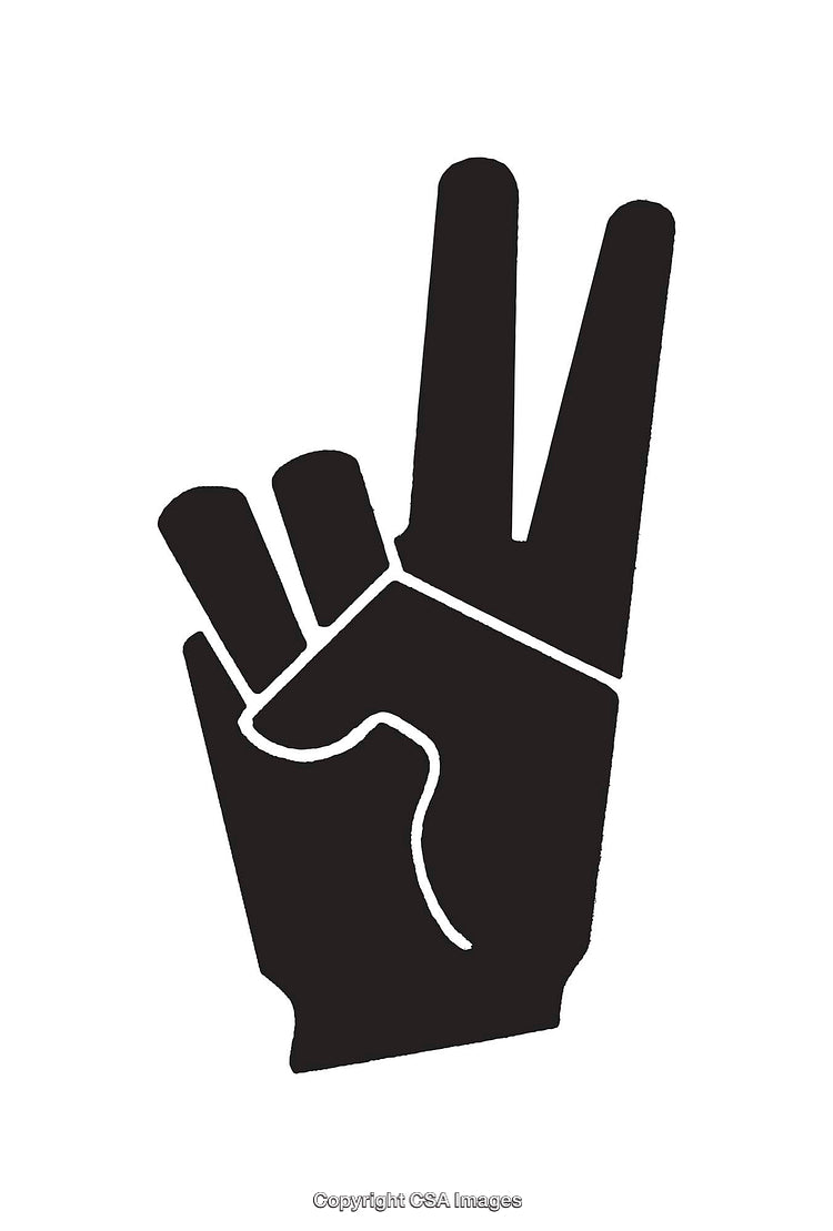 Black and White Hand Gesture Peace Symbol Icon Illustration