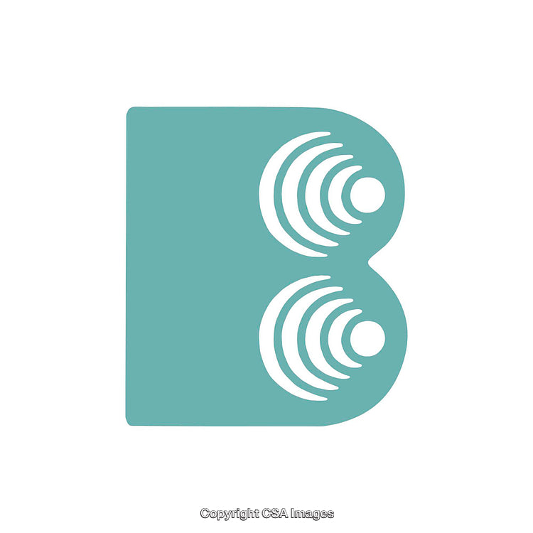 Minimalistic Teal Letter B with Abstract Sound Wave Design