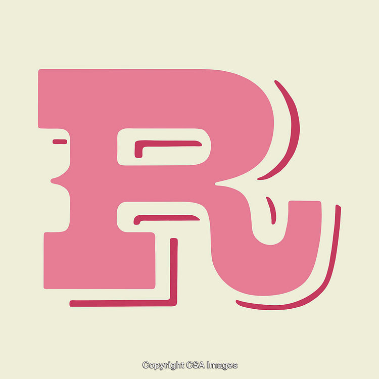 Bold Pink Letter R with Playful Artistic Styling on Soft Background