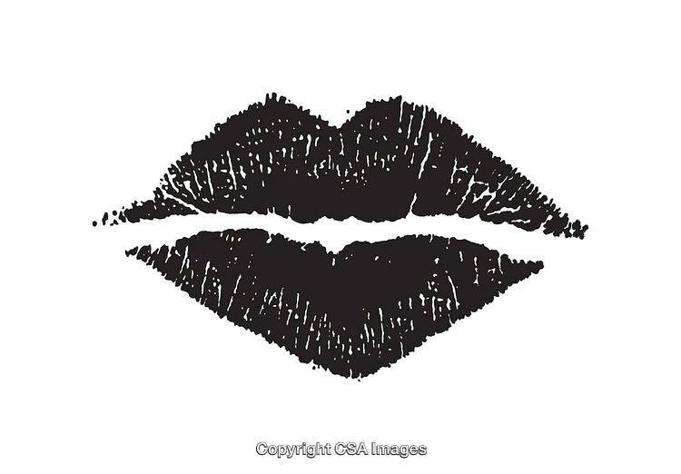 Black and White Line Art Illustration of Lip Imprint