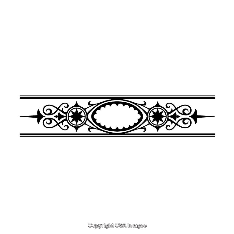 Elegant Black and White Border Design with Decorative Floral Patterns and Stars