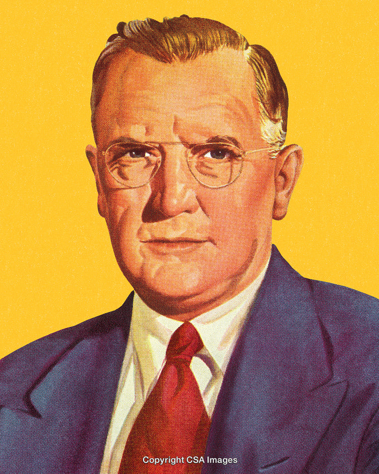 Retro Styled Portrait of a Distinguished Man With Glasses and Suit