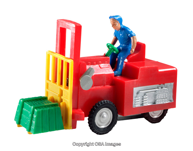 Vintage Plastic Toy Forklift with Operator and Load Design