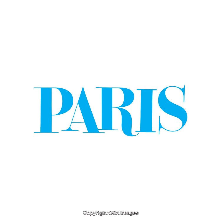 Bold Blue Typography Highlighting the City Name Paris on a White Background