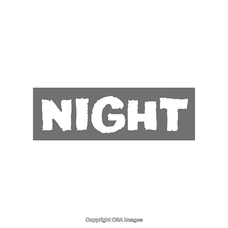 Bold Block Typography Depicting the Word 'Night' on a Grey Background