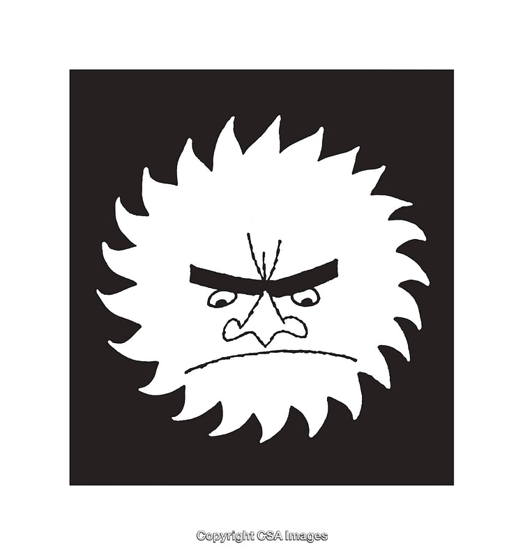 Black and White Illustration of an Angry Face with Spiky Hair