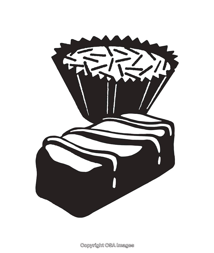 Black and White Line Art of Candy with Decorative Details