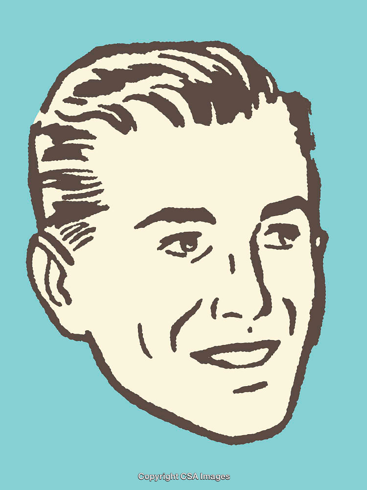Retro Style Illustration of a Smiling Man in Vintage Color Scheme