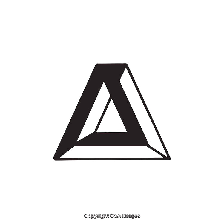 Black and White Geometric Greek Delta Symbol with Optical Illusion Effect
