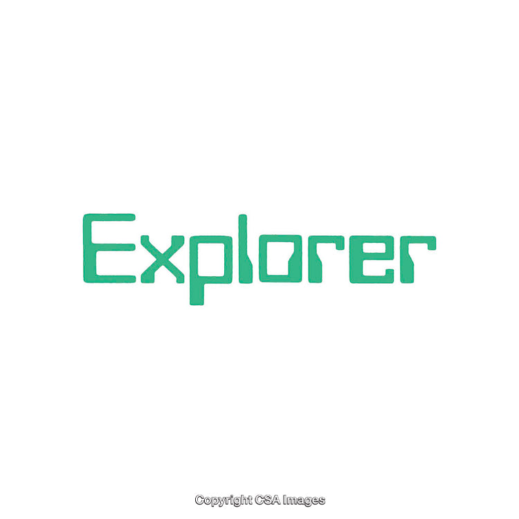 Minimalist Green 'Explorer' Word Art Design on White Background