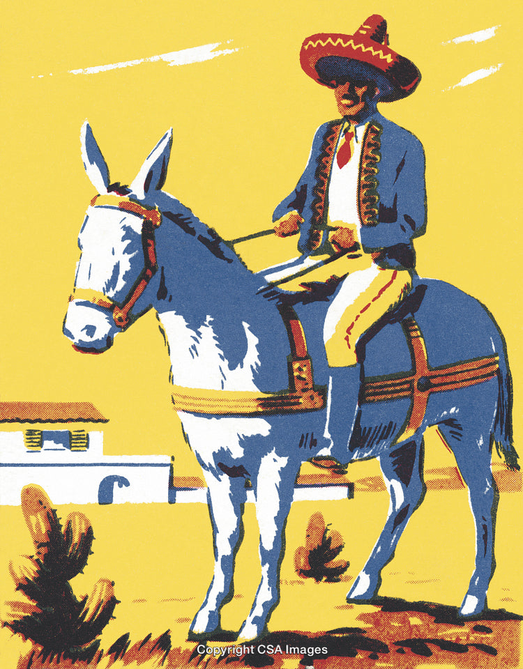 Mexican Riding a Donkey