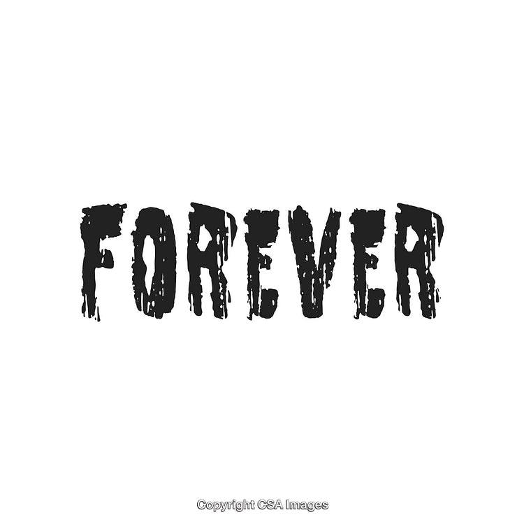 Stylized Bold Typography of the Word Forever in Black on White Background