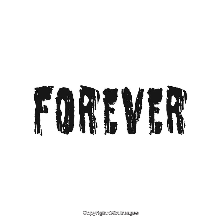 Stylized Bold Typography of the Word Forever in Black on White Background