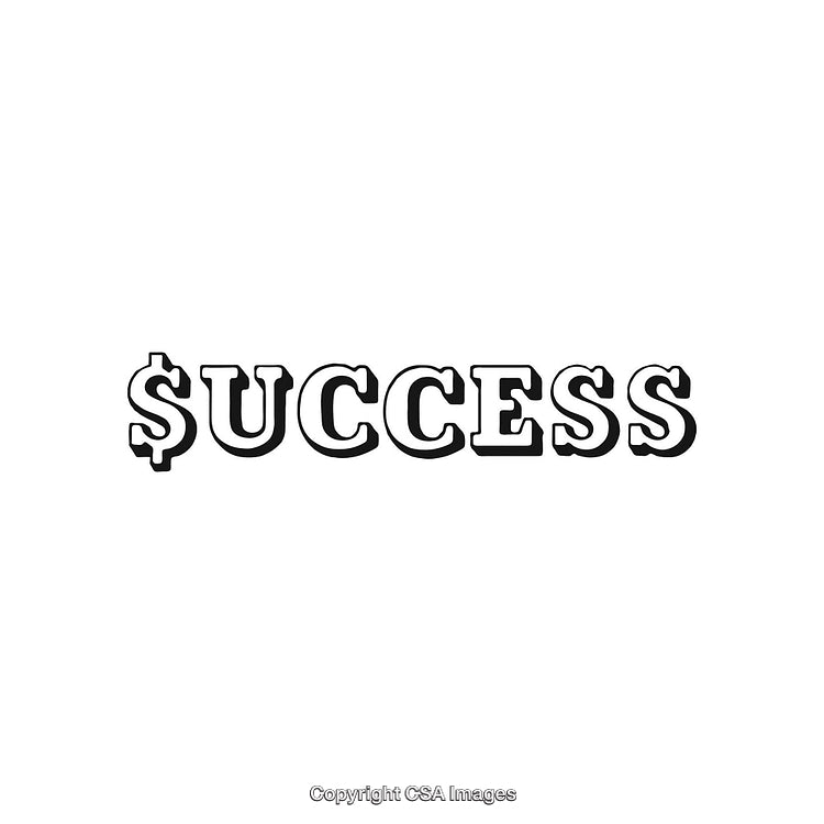 Black and White Artwork Emphasizing Success With Monetary Icon
