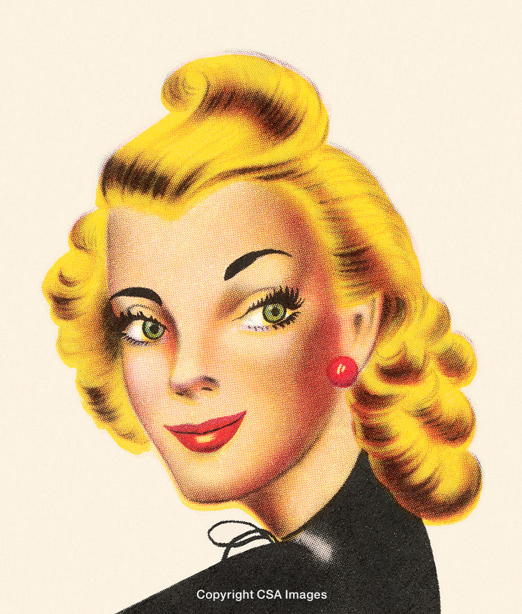 Retro Illustration of a Glamorous Woman With Blonde Hair and Vintage Style