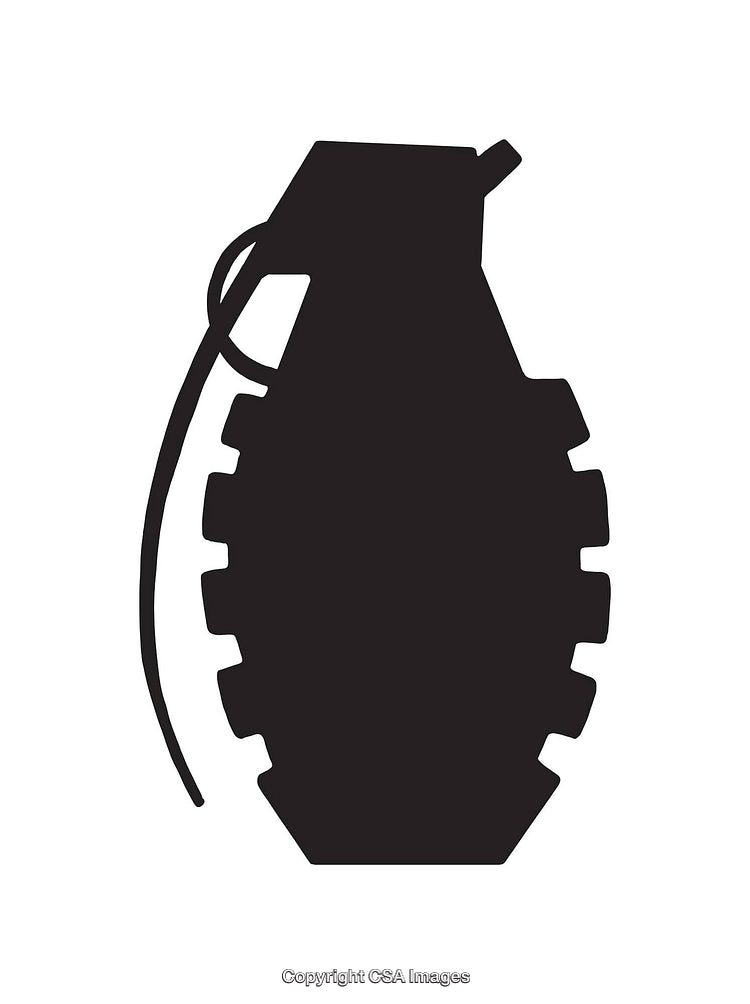 Black and White Silhouette of a Hand Grenade